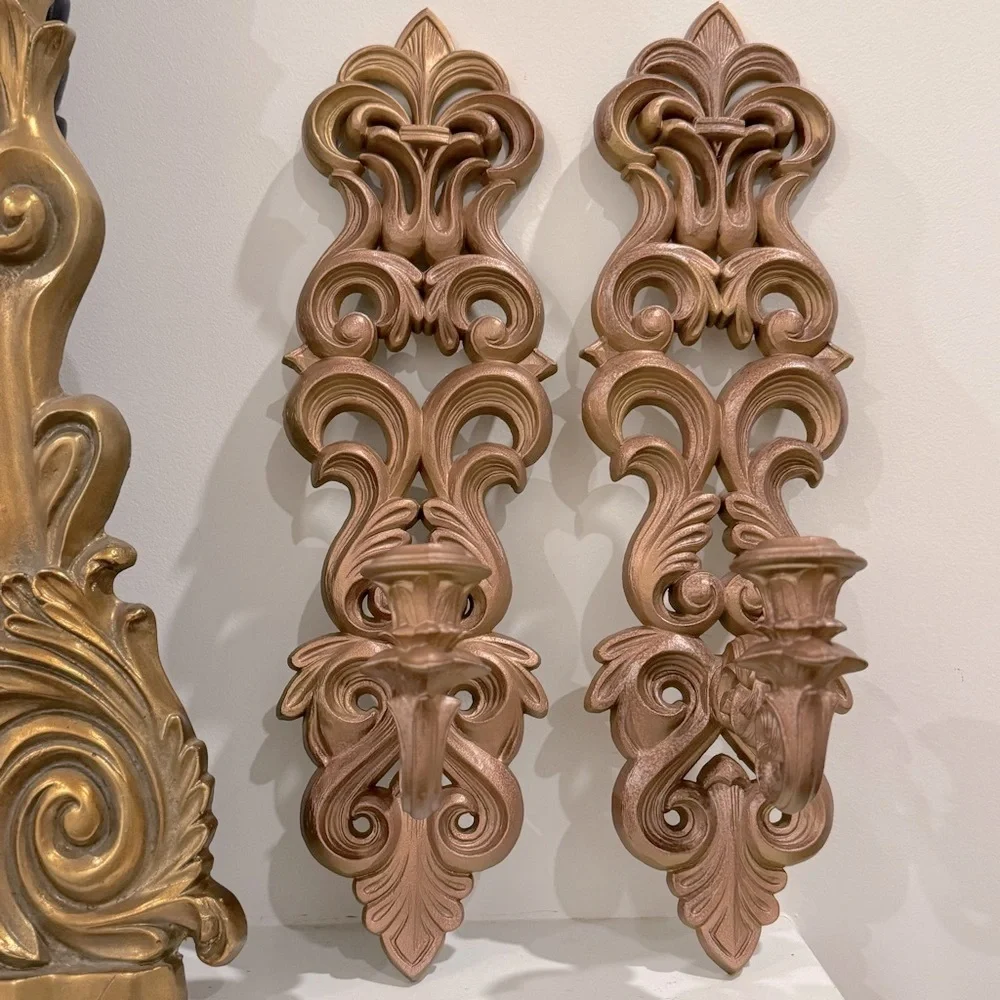 SCONCE Set (2) Burwood Homco Wall Hanging Candle Holders Ornate